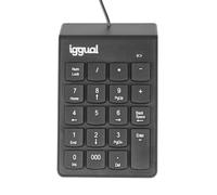 iggual Teclado Numérico USB para PC- Compacto 19 Teclas con Triple 0 y LED Bloq Num - Miniteclado portátil Plug & Play para Windows - Base Antideslizante - Negro