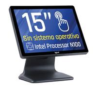 iggual TPV Táctil 15" AIO WiFi Todo en Uno. Monitor Táctil Capacitivo. Intel® N100 3,4 GHz. SSD 128GB+RAM 4GB. Sin Sistema Operativo. WiFi 5, BT 5.1, Ethernet,USB, HDMI,VGA. Apto Verifactu .Negro