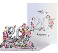 iGifts And Cards Tarjeta de felicitación 3D con texto en inglés Happy 20th Milestone Anniversary - Perfecta pareja, boda elegante, matrimonio, romántico, estar juntos, felicitaciones de platino,