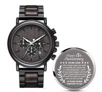 Igiftu Regalos de aniversario de 14 años para hombres, recuerdo de 14 aniversario de boda para marido, regalos de matrimonio de aniversario de marfil para él, Negro -