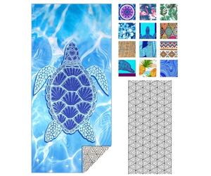 IGINOA Toalla de Playa Grande XXL Familiar Toallas Piscina Microfibra Grandes Mujer Secado Rápido Toalha Praia Ligera Originales Absorbente Beach Towels Antiarena 180x90 Regalo Tortuga Azul