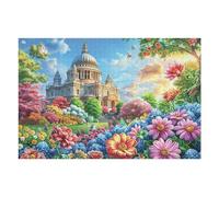 Iglesia Campo de Flores Rural Campo Naturaleza Salvaje Puzzle 1000 Piezas para Adultos Divertido Cautivador Y Relajante Actividades Familiares 1000 PCS（75x50cm）