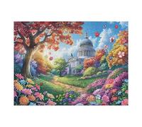 Iglesia Campo de Flores Rural Campo Naturaleza Salvaje Puzzle 500 Piezas para Adultos Divertido Agradable Y Relajante Ocio Familiar Y Hobby 500 PCS（52×38cm）