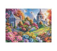 Iglesia Campo de Flores Rural Campo Naturaleza Salvaje Puzzle 500 Piezas para Adultos Divertido Estimulante Y Entretenido Familia Amigos O Hobby 500 PCS（52×38cm）