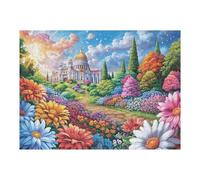 Iglesia Campo de Flores Rural Campo Naturaleza Salvaje Puzzle 500 Piezas para Adultos Divertido Estimulante Y Entretenido Familia Amigos O Hobby 500 PCS（52×38cm）