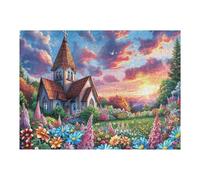 Iglesia Casa Sendero Rural Campo Naturaleza Salvaje Bonita Puzzle 500 Piezas para Adultos Divertido Estimulante Y Entretenido Ideal para Pasatiempos En Casa 500 PCS（52×38cm）