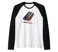 Iglesia Cristiana de la Biblia Bandera Americana USA Drip Graffiti Lover Camiseta Manga Raglan