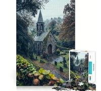 Iglesia de Piedra en el Bosque para Adultos Rompecabezas de 1000 Piezas Rompecabezas Mental Divertido y Relajante Montaje de imágenes Una cálida Sorpresa 38x52cm
