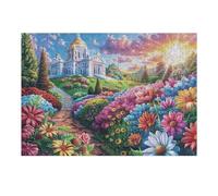 Iglesia en Campo de Flores Campaña Rural Naturaleza Salvaje Puzzle 300 Piezas Regalo Ideal Original Rompecabezas 3D Obra De Arte para Hombres Y Mujeres DIY Creativo Aliviar Estrés 300 PCS