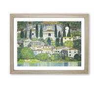 Iglesia en Cassone por Gustav Klimt - Cuadro clásico enmarcado para pared, cuadro listo para colgar, para sala de estar, dormitorio, decoración de oficina en casa, roble A2 (64 x 46 cm)