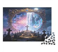 Iglesia Fantástica Cruz Puzzle de 1000 Piezas Papel Puzzle para Adultos Escena de Noche Misteriosa Puzzle para Toda la Familia Relajación Enfoque Decoración Regalo 52x38cm/1000pcs