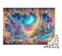 Iglesia Noche Nieve Extra Thick Cardboard Arte del árbol de la Nebulosa Jigsaw Puzzle Adults Age 12 Up Stress Relief Travel Activity Ideal Gift for Teen Puzzle Fans 12 18 52x38cm/1000pcs