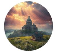 Iglesia Rompecabezas De Redondo 1000 Piezas Adultos para Niños Iglesia Building Scenery Church Park Circular Puzzle Niños Educativos Juegos Portátil Tapete Juguete Educativo (67.5x67.5cm)