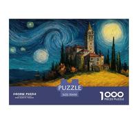 Iglesia Rural Cielo Nocturno Paisaje Puzzle de 1000 Piezas Papel Puzzle para Adultos Puzzle para Toda la Familia Relajación Decoración Regalo 70x50cm/1000pcs