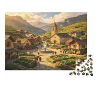 Iglesia Rural Puzzle de 1000 Piezas Puzzle para Adultos Papel Relajación Juego de Puzzle 1000 Piezas Decoración Regalo 52x38cm/1000pcs
