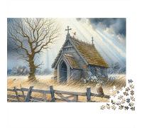 Iglesia Rural Puzzle para Adultos Puzzle de 1000 Piezas Árbol Rural Relajante Decoración Regalo Hogar 52x38cm/1000pcs