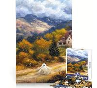 Iglesia tenebrosa en otoño, Rompecabezas de 1000 Piezas para Adolescentes Mejora la Memoria y Alivia el estrés Corte Regalo Ideal 38x26cm