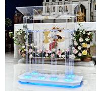 Iglesias púlpito, Atril de acrílico transparente con ruedas y luz LED ajustable de 15 colores, soporte de podio grande de acrílico para iglesia, concierto, conferencia, boda, aula(46.5"x 17.7"x 39.4")