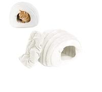 Igloo - Cojín para cama de gato con almohada desmontable, lavable a máquina, cama de gato, casa de tienda de campaña | blanco
