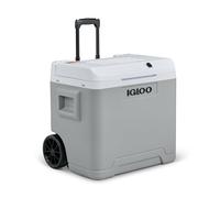 IGLOO IE42 AC/DC nevera eléctrica con asa telescópica y ruedas para coche y toma de corriente, mini-refrigerador 42 L, 12V y 230V, gris.