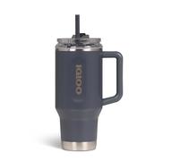 IGLOO Travel Mug 32 - Taza térmica de 900 ml en acero inoxidable, con pajita, antracita, hermética, para bebidas gaseosas, 12h calientes, 48h frías, sin BPA, ideal para llevar