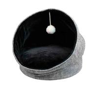 Iglú glamuroso con juego en tejido bouclè y piel sintética extraíble para gatos