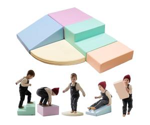 IGLU Soft Play Corner Climber Bloques Psicomotricidad Infantil Juego de 5 Espuma Educativos para Niños Escalada Bebe Parque Montessori (Pastel)
