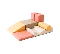 IGLU SOFT PLAY Discoverer - Juego de bloques de construcción gigantes (7 unidades, color rosa pastel, beige, miel, gris y beige)