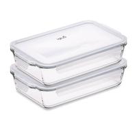 Igluu Meal Prep Fuentes de Cristal para Lasagna con Tapa (Set de 2) - Herméticas Sin BPA - Aptos para Horno, Microondas, Congelador y Lavavajillas - 2.2L - Vidrio de Borosilicato