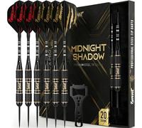 IgnatGames Set de Dardos con Punta de Acero - Dardos Profesionales con Estuche y Guía, Set de Dardos de Punta de Acero con Cañas de Aluminio + Juntas de presión + Plumas Extra + Afilador y Llave
