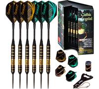 IgnatGames Set de Dardos con Punta de Acero - Dardos Profesionales con Estuche y Guía, Set de Dardos de Punta de Acero con Cañas de Aluminio + Juntas de presión + Plumas Extra + Afilador y Llave