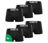 Ignite Calzoncillos tipo bóxer para hombre, algodón, paquete de 6 unidades, ropa interior transpirable, sin etiqueta que raya, Negro , S