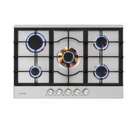 Ignito cocina a gas con 5 zonas 5 fogones acero inoxidable plateada