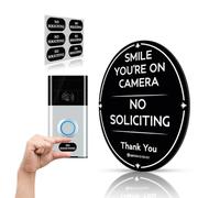 Ignixia No Soliciting Sign Smile You are on Camera Digital Impreso Forma Oval con Grado Industrial Adhesivo 3M para puerta delantera, ventana, casa/negocio en el hogar / oficina