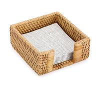 IGNPION Bandeja de Servilletas Cuadrada de Ratán - Dispensador Tejido para Restaurante - Almacenamiento de Servilletas de Papel de 5 x 5 Pulgadas