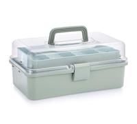 IGNPION Caja de almacenamiento apilable de 3 capas para manualidades, 7 compartimentos, divisor multiusos, aparejos de pesca, (azul neblina)