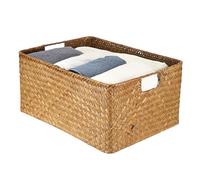 IGNPION Canasta de almacenamiento de hierba marina tejida para escritorio, rectangular, caja organizadora de almacenamiento para baño, estantes y escritorios, cesta decorativa multiusos, grande