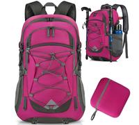 IGOLUMON Mochila de Senderismo de 40L Mochila Plegable Ultraligera Mochila de Viaje Mochilas de Marcha para Hombre Mujer para Camping Viajes Excursiones Acampadas Montaña al aire libre, Negra (Rosa)
