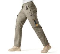 IGOLUMON Pantalones de Trabajo Hombre, Pantalones Cargo Tácticos con 14 Bolsillos y Cintura Elástica, Ripstop Anti desgarro para Trabajo, Jardín y Garaje Caqui