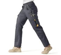 IGOLUMON Pantalones de Trabajo Hombre, Pantalones Cargo Tácticos con 14 Bolsillos y Cintura Elástica, Ripstop Anti desgarro para Trabajo, Jardín y Garaje Gris Oscuro