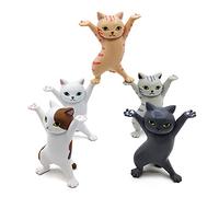 Igone Soporte para bolígrafos de gatos bailando, regalos para amantes de los gatos, bailarines creativos para escritorio o decoración del hogar, adornos de almacenamiento de objetos pequeños, gatos de