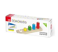 Igroteco® Ábaco Pirámide de Madera Montessori para Niños, 15 Anillos de Colores, Juguete Educativo para Desarrollo Matemático y Motricidad Fina