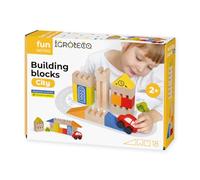 Igroteco® Bloques de Construcción Ciudad 18 Piezas, Madera Natural, Colores Seguros, Juguete Educativo para Niños, Desarrollo Creatividad y Coordinación