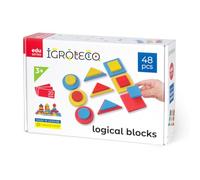 Igroteco® Bloques de Madera Lógicos para Niños a Partir de 3 años - Set Educativo de 48 Piezas Multicolor para Desarrollo de Pensamiento Creativo, Geometría y Concentración