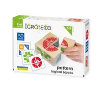 Igroteco® Dados Lógicos de Madera para Niños a Partir de 3 años - Juego Educativo con 4 Dados y 50 Patrones para Desarrollo de Pensamiento Lógico y Creatividad