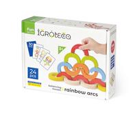 Igroteco® Mosaico de Madera Arcoíris para Niños - Juego Balanceador y Creativo con 24 Semicírculos de Colores, Desarrollo Motricidad Fina y Paciencia