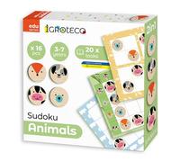 Igroteco® Sudoku Animales de Madera - Juego Educativo 4x4 con 20 Tareas - Estimula Lógica, Concentración y Motricidad Fina - A Partir de 3 Años