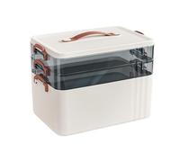 IGTOPS Almacenamiento de medicamentos, 3 estantes, grande, portátil, multiusos, caja de medicamentos con tapa transparente, maletín para manualidades, caja de almacenamiento para joyas, medicamentos