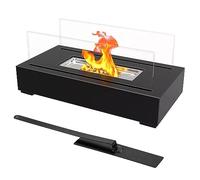 IGTOPS Chimenea de mesa de etanol para interior y exterior, chimenea de mesa de bioetanol, chimenea de bioetanol para mesa de salón, balcón, jardín decorativo (negro)