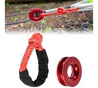 IGTOPS Grillete 1/2 sintético cabrestante cuerda con recuperación de presión,41000 libras y fundas protectoras suave juego de grillete para ATV UTV SUV Offroad remolque carro(rojo suave shackle)